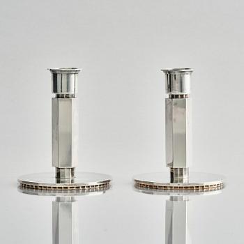 Wiwen Nilsson, ljusstakar, ett par, sterling silver, Lund 1946.