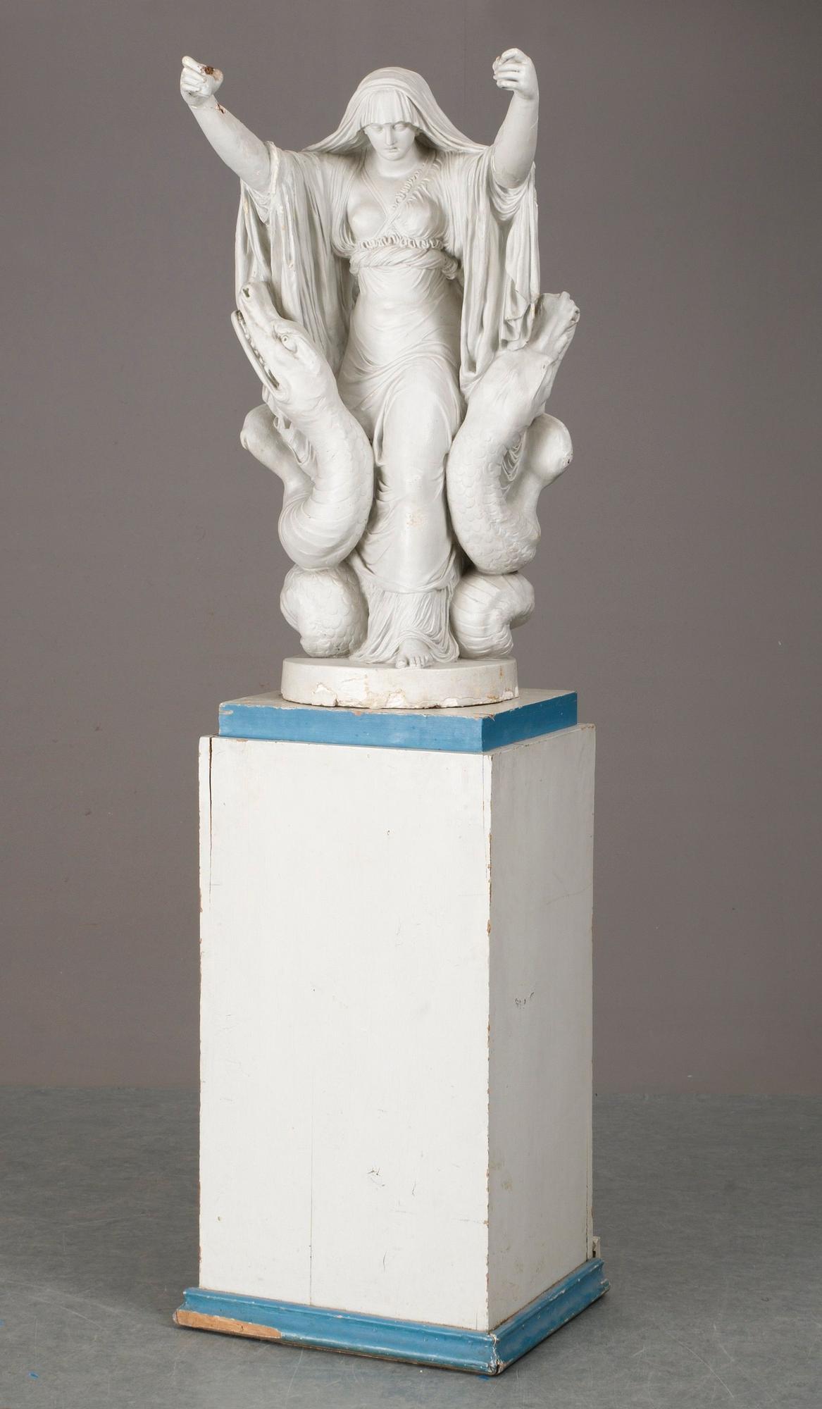 A late 18th century plaster sculpture/candelabra after the model by J. T. Sergel.