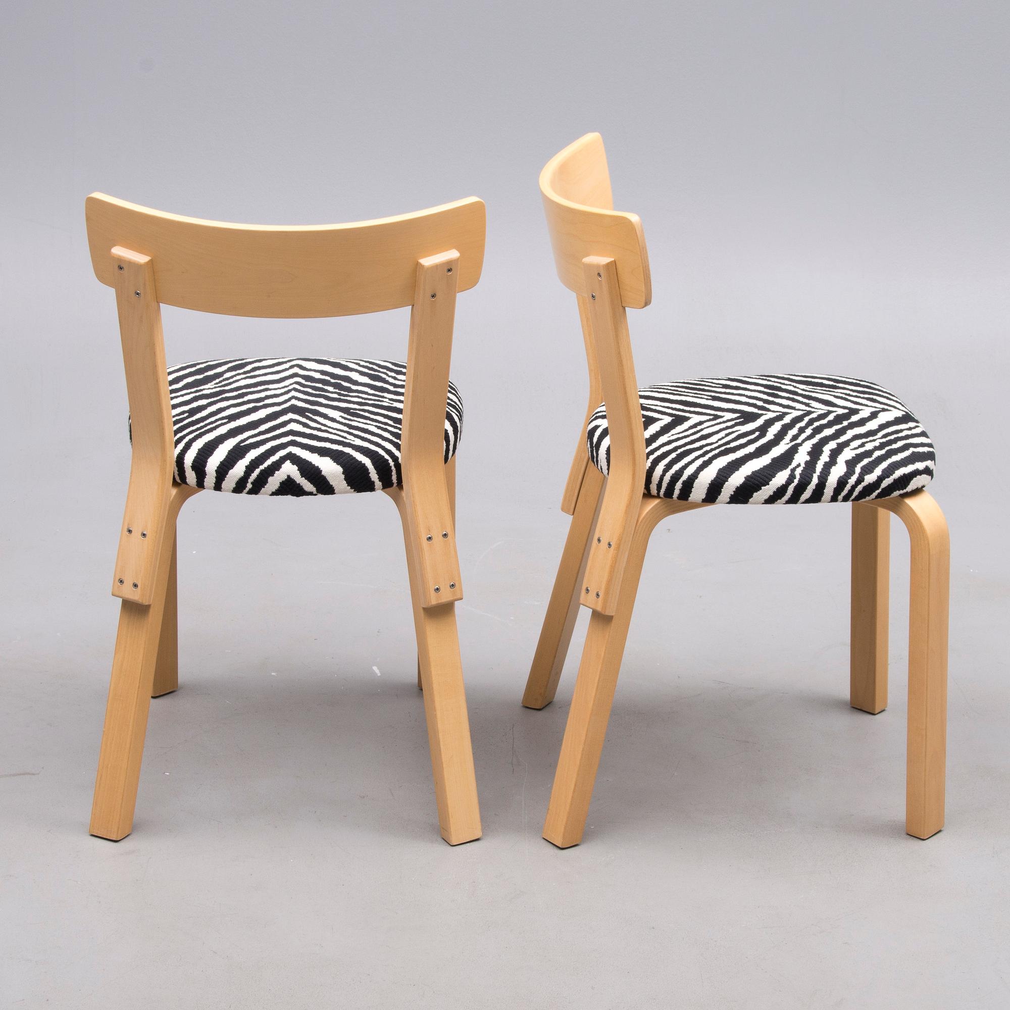 STOLAR, 4 st, modell 69, Alvar Aalto, Artek. Formgiven 1935.