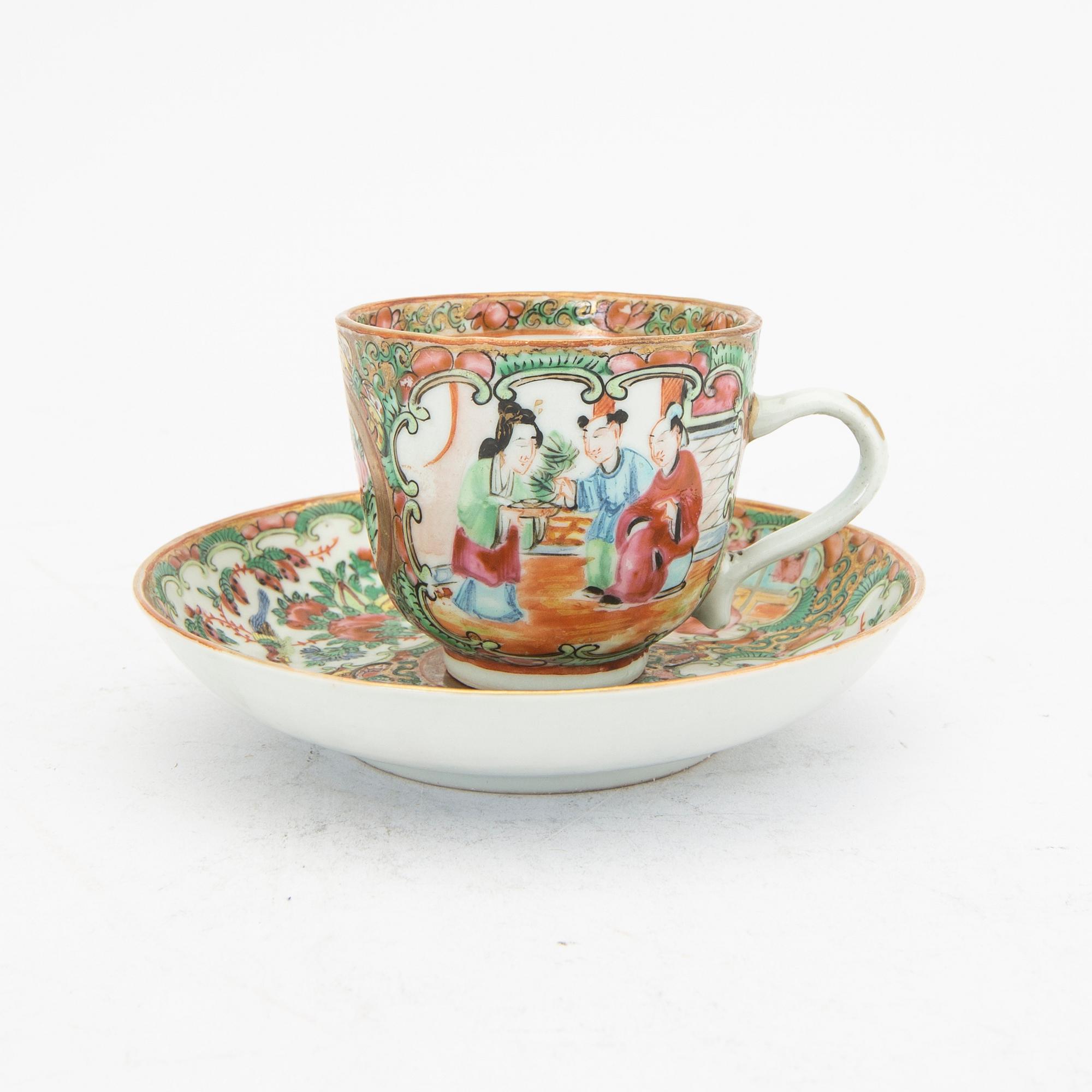 Teservis 11 dlr Kina Kanton sent 1800-tal porslin.