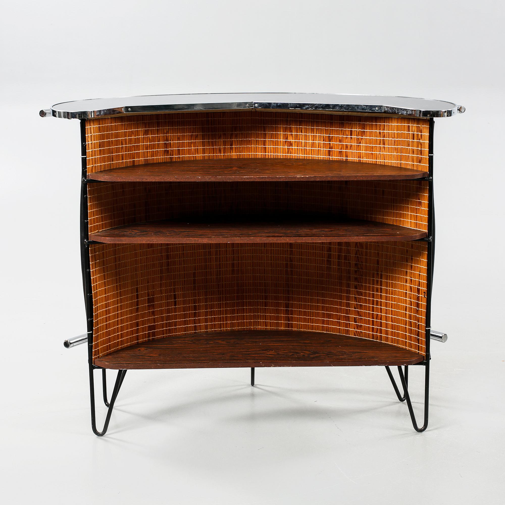 BARDISK samt BARSTOLAR, 3 st, 1950/60-tal.