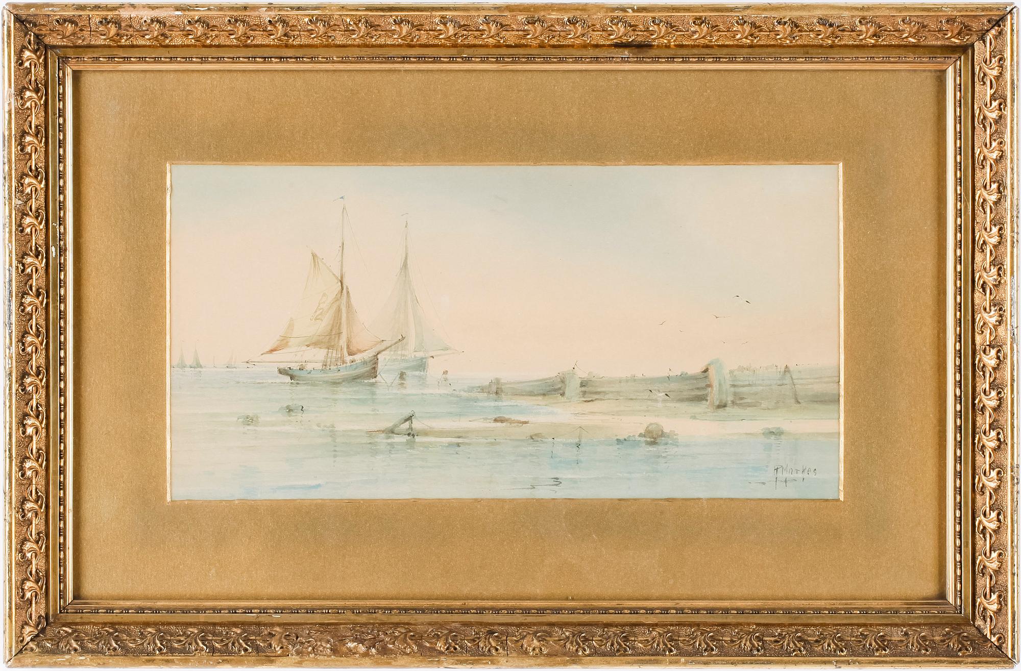 OKÄND KONSTNÄR. Akvarell. Bär signatur Markes. 1800/1900-tal.