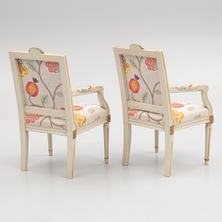 A pair of Gustavian chairs from western Sweden, late 18th century.