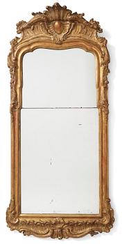 97. A Swedish rococo giltwood mirror, Stockholm later part 18th century.