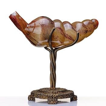 glasskulptur, "Utan titel" på bronsställ, 1998.