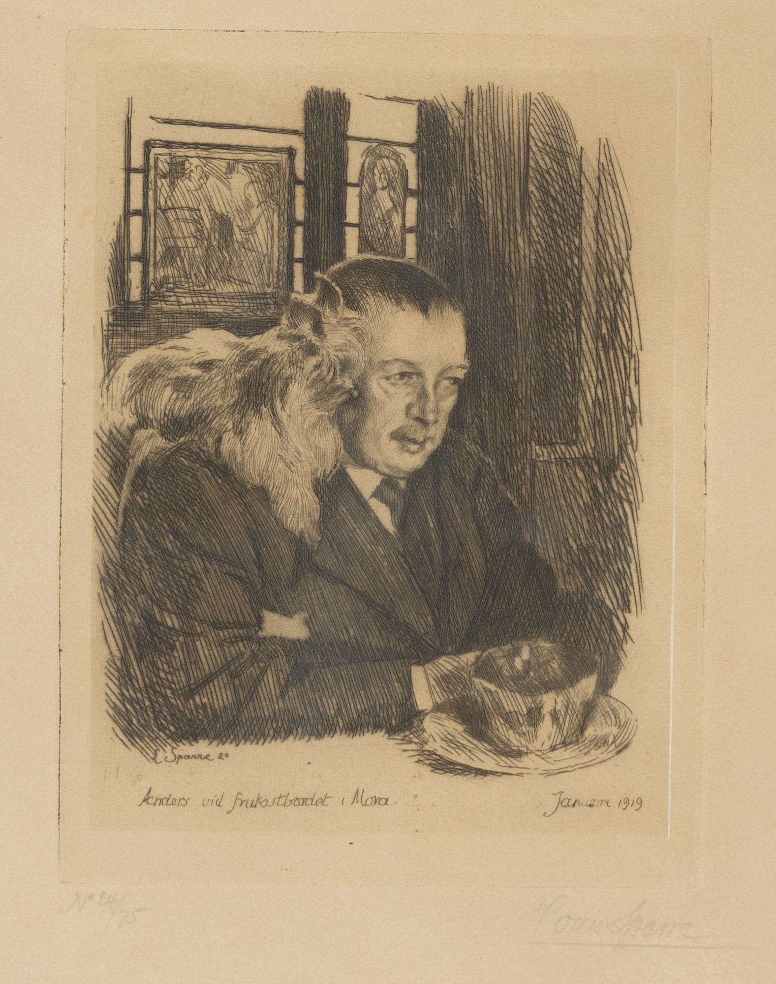 Louis Sparre, etching, 1919, signed 24(75.