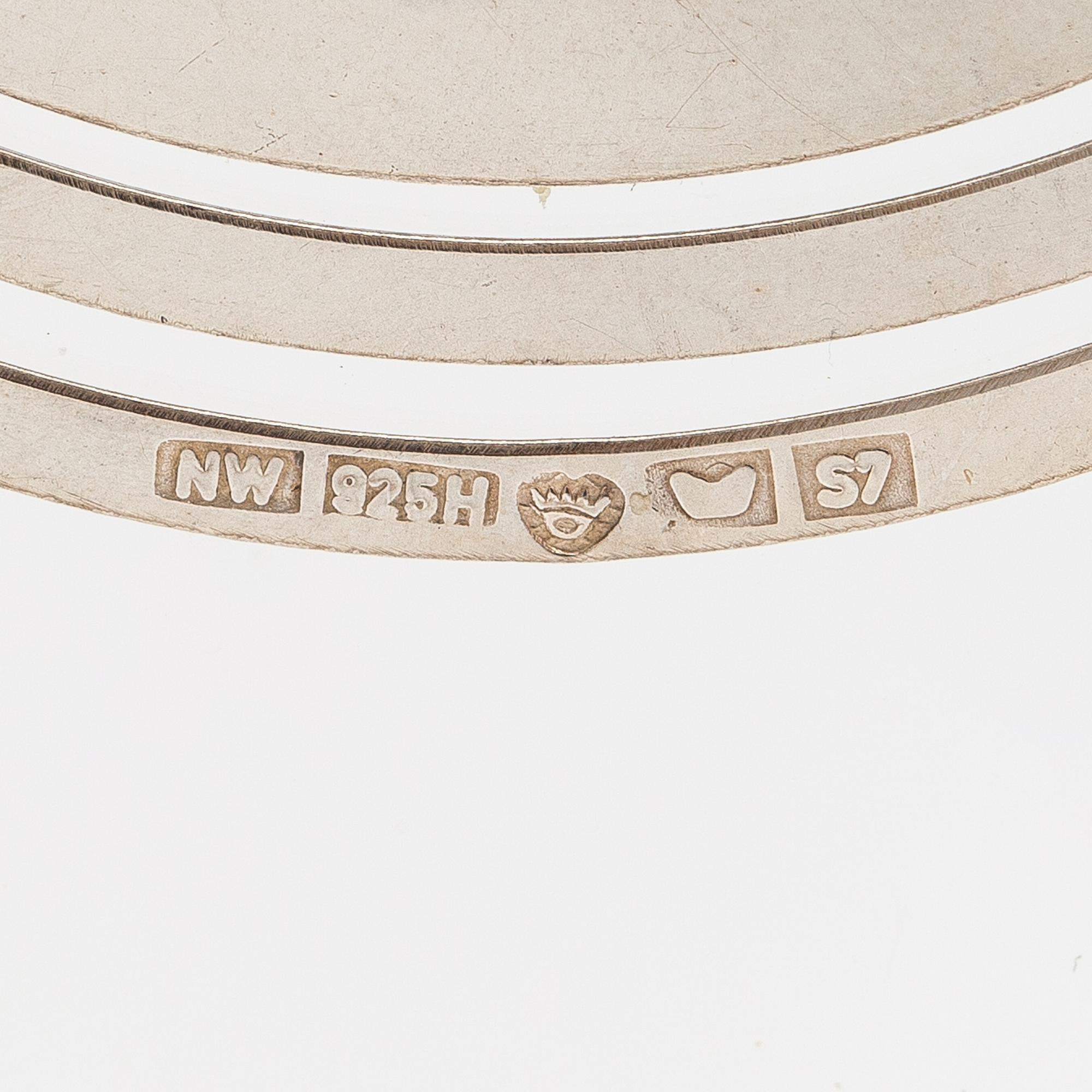 Tapio Wirkkala, A pair of sterling silver earrings "Hopeakuu". Westerback, Helsinki 1971.