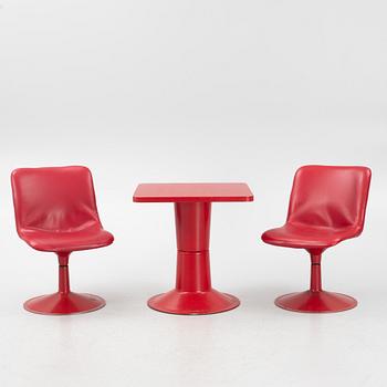 Yrjö Kukkapuro, a table and two chairs, "Saturnus", Haimi, Finland, 1970's.