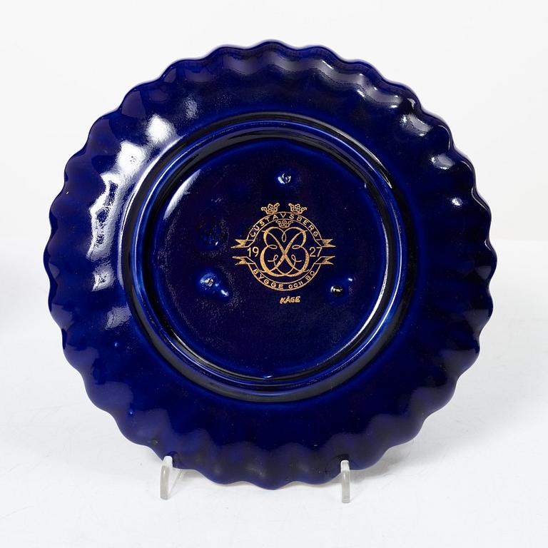 Wilhelm Kåge, a vase, jar with cover, flower pot and plate, Gustavsberg, Sweden, 1924-1930.