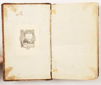 BOK, "Om tankar i witterhetsarbeten samtal" I-III i en vol, av AM. Sahlstedt, Stockholm 1756-58.