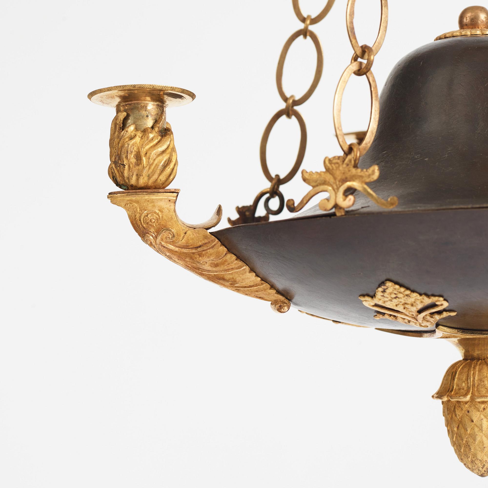 A Swedish Empire 19th century four-light hanging-lamp.