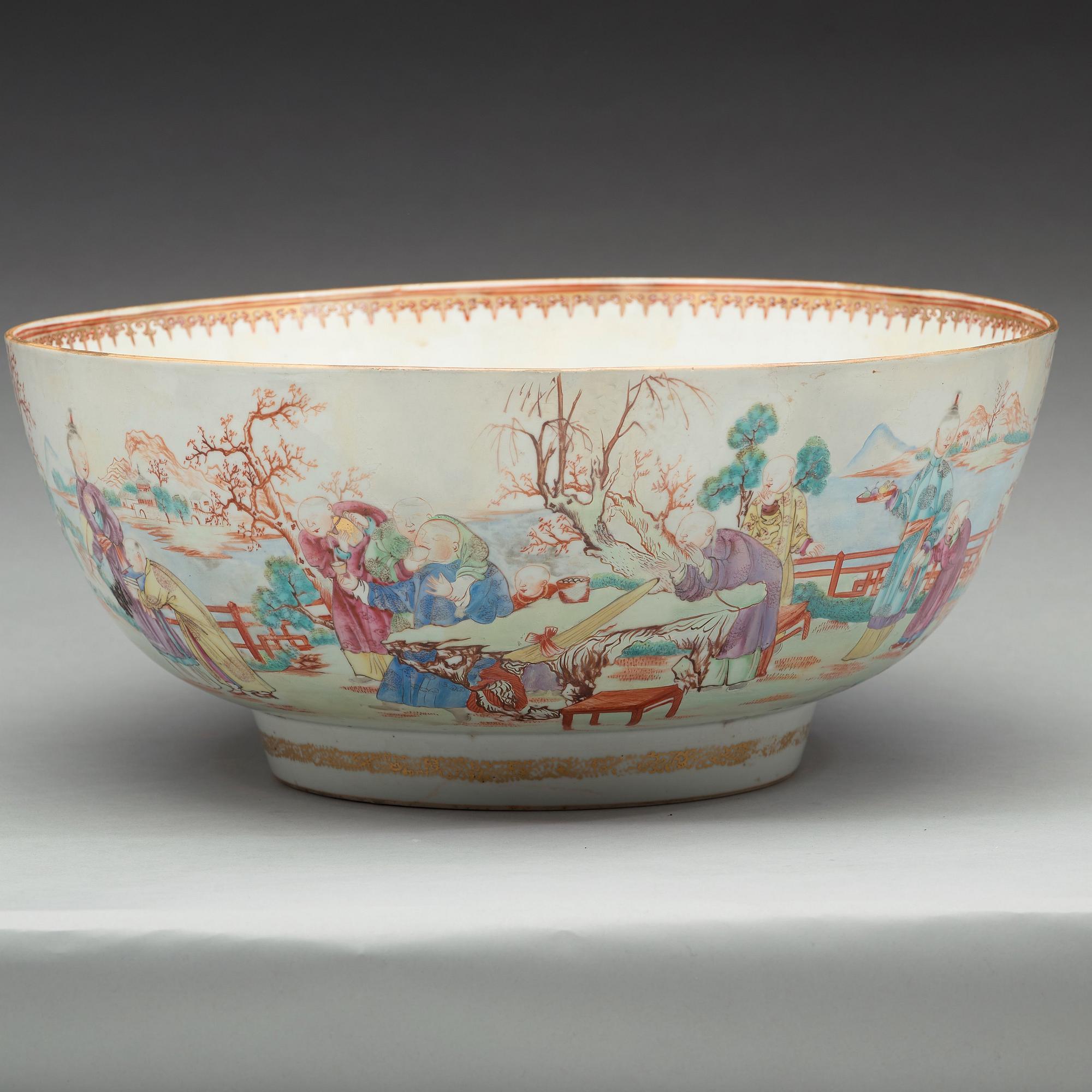 BÅLSKÅL, kompaniporslin. Qingdynastin, Qianlong (1736-95).