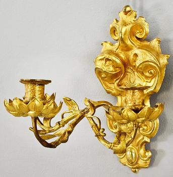 VÄGGAPPLIQUER, ett par, nyrokoko, 1800-talets andra hälft.