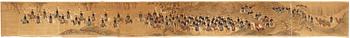 A large hand scroll of an imperial hunting part, Qing dynasty.