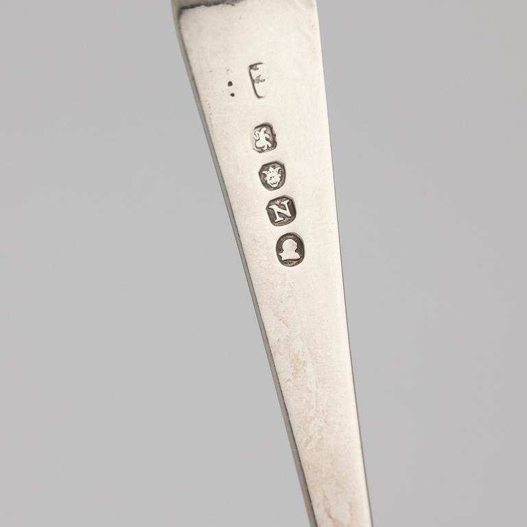 Spoons, 6 pcs, silver, England, George III, 19th century.