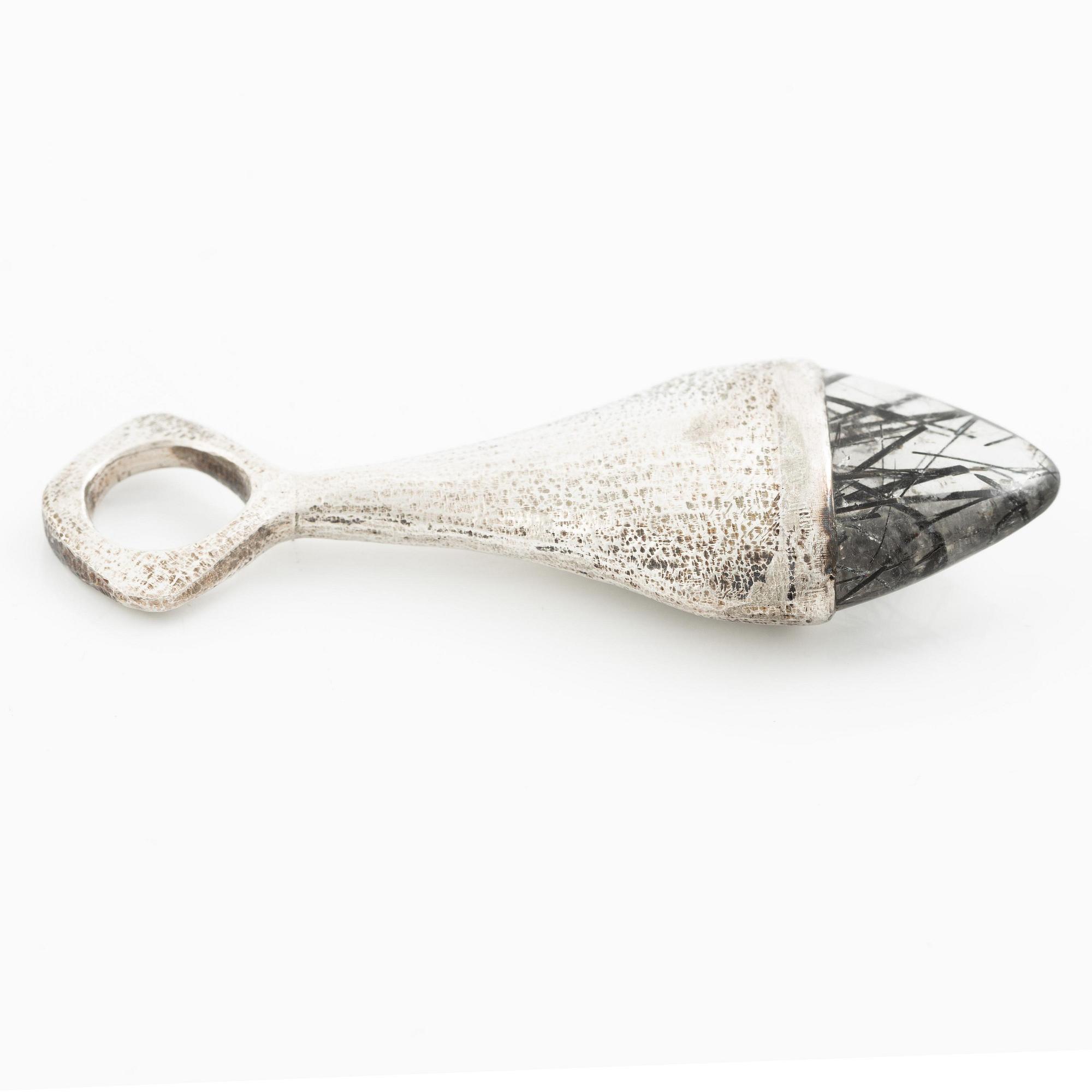 PA Lundahl-Terrs, a pendant in silver with rutilated quartz, Växjö 1966.
