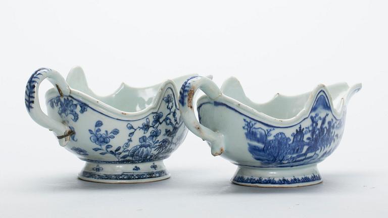 SÅSSNIPOR, 2 st, porslin, Qianlong, Kina, 1700-tal.