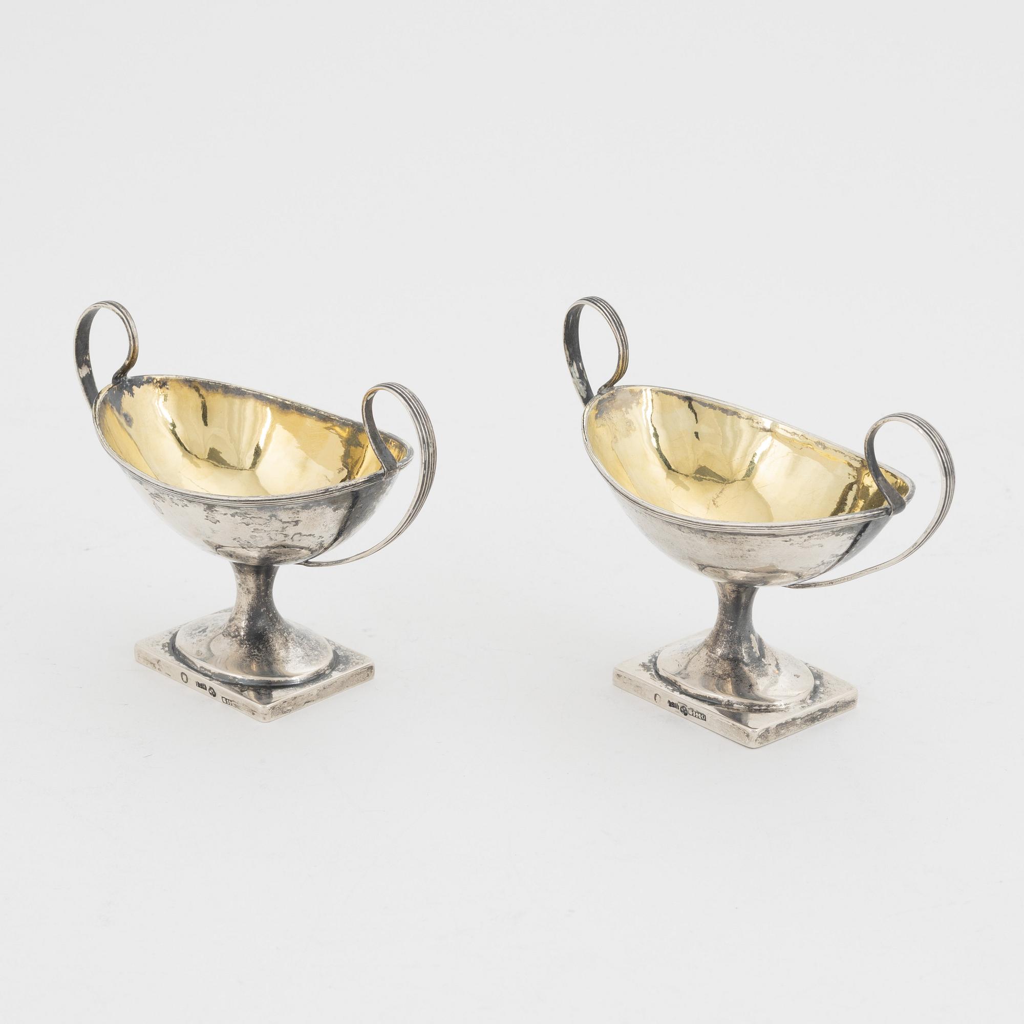 A pair of Swedish Parcel-Gilt Silver Salt Cellars, mark of Olof Hellbom,  Stockholm 1816.