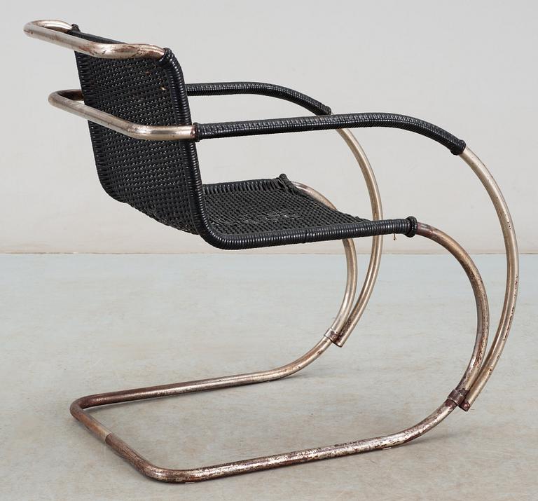 A Ludwig Mies van der Rohe 'MR 20' armchair, Berliner Metallgewerbe Josef Müller or Bamberg Metallwerkstatten, ca 1927.