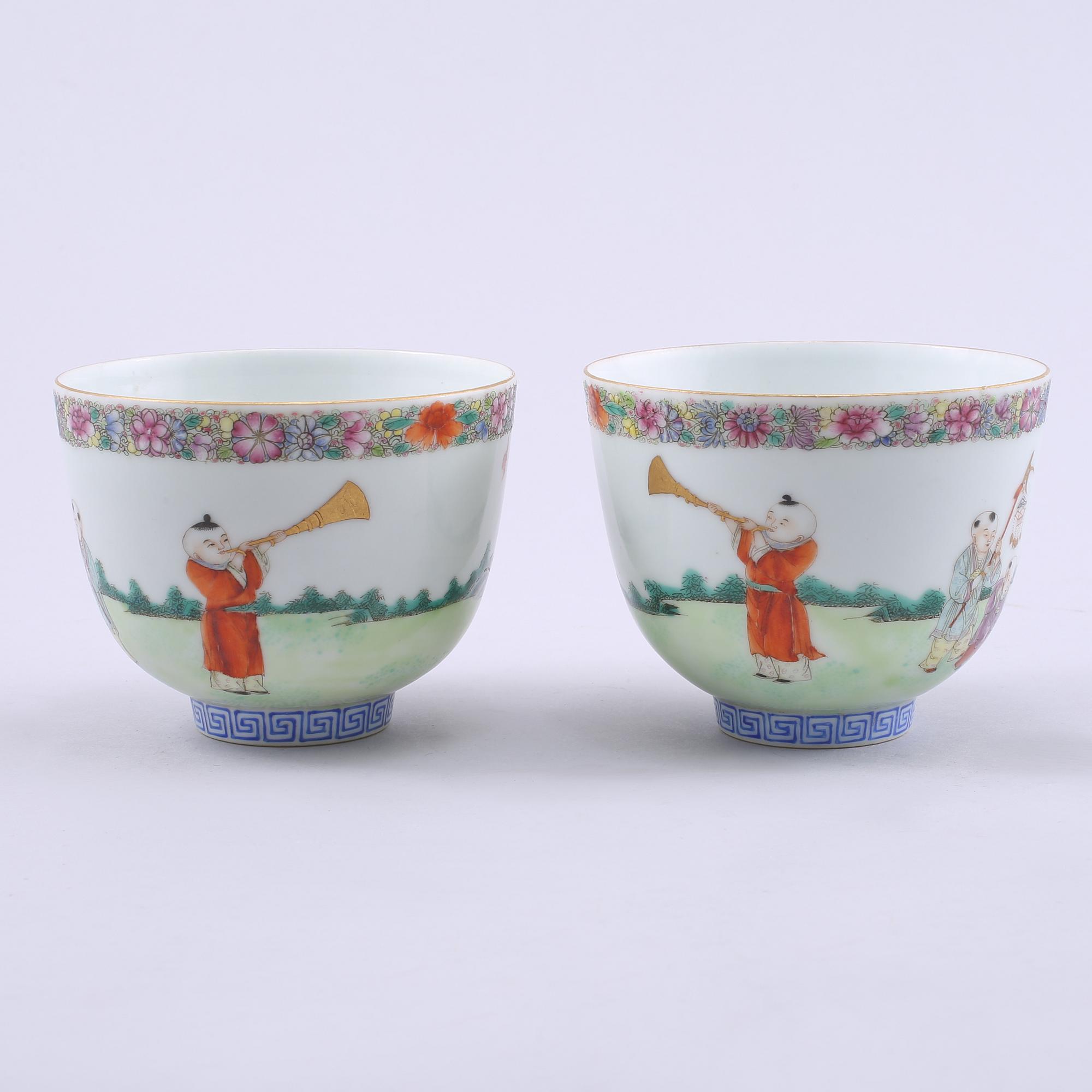 KOPPAR, ett par, porslin, Kina, republik (1912–1949).