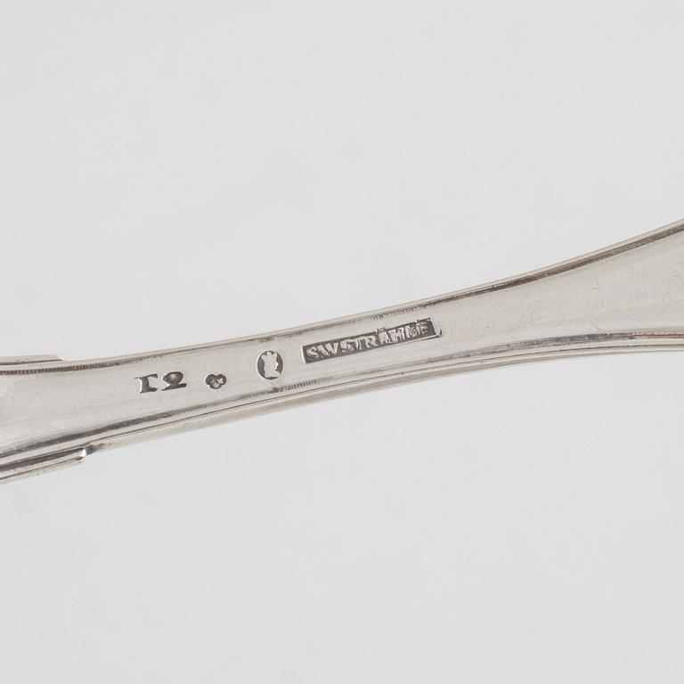 Gafflar, 10 st, silver, bl.a. Magnus Ljungqvist, Kristianstad 1798.