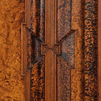 A Swedish late baroque burr-alder cabinet, first part 18th century.