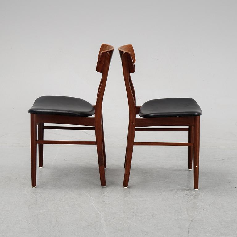 A dining table and six chairs by Henning Kjaernulf, Vejle, second half of the 20th Century.