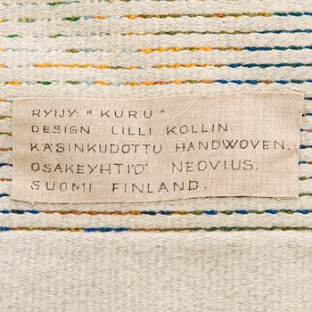 Lilli Kollin, a rya rug Neovius. Cirka 170 x x125 cm.