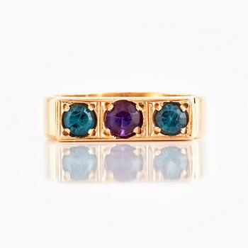 Wiwen Nilsson, an 18K gold ring set with amethyst and tourmaline, Lund 1968.