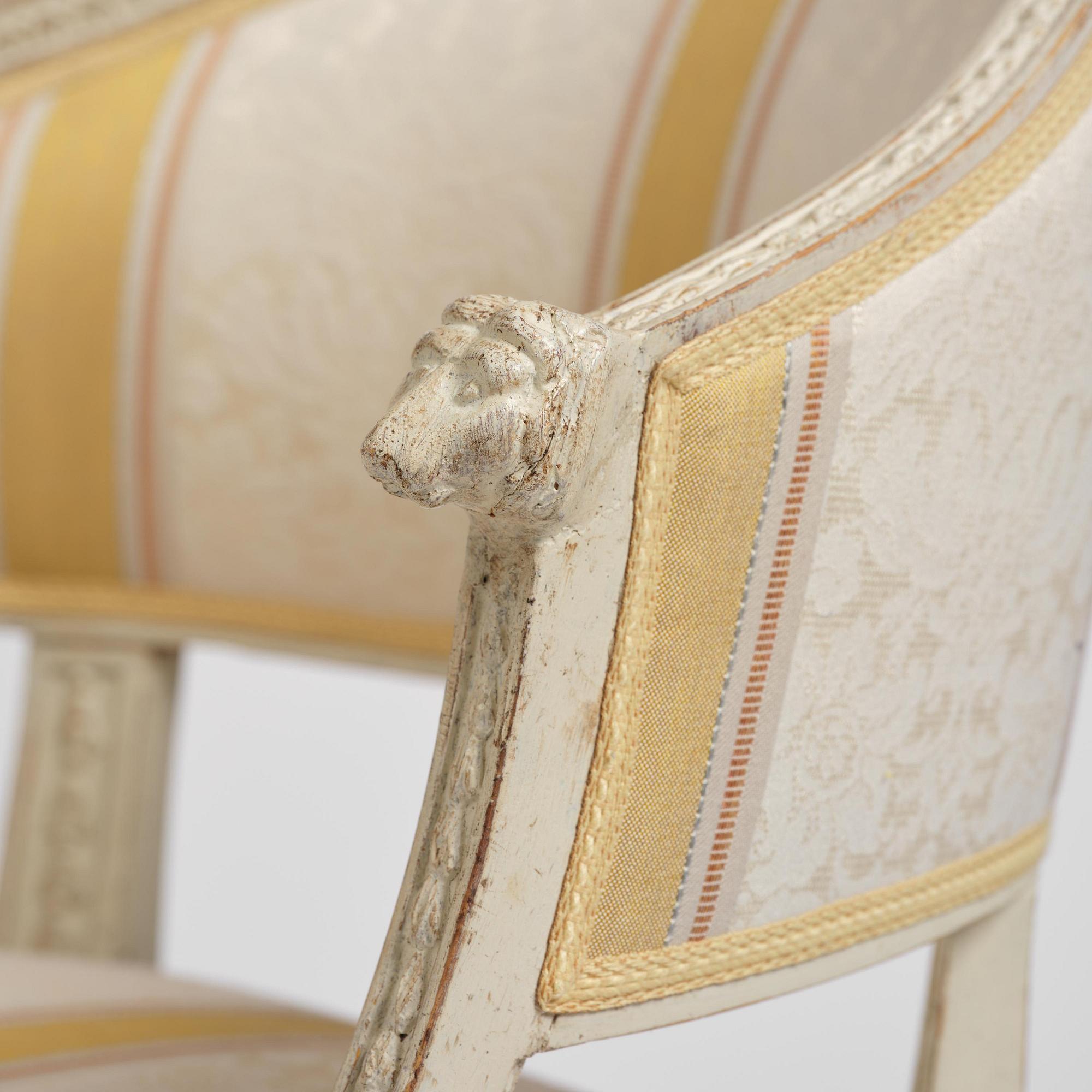 A matched pair of late Gustavian armchairs.