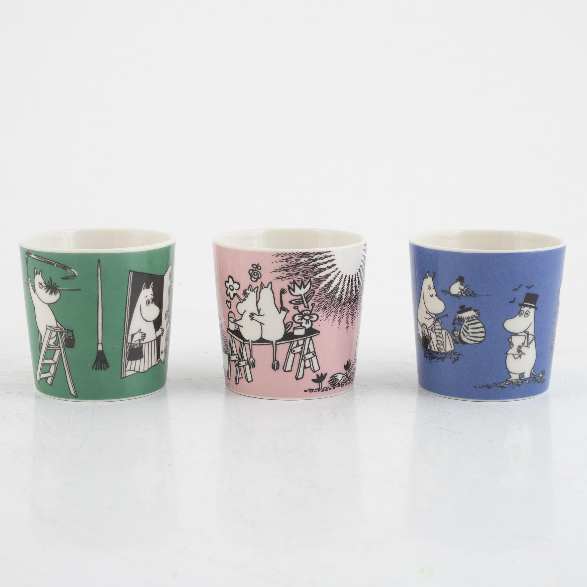 Muminmuggar, 3 st, Moomin Characters, Arabia, Finland.