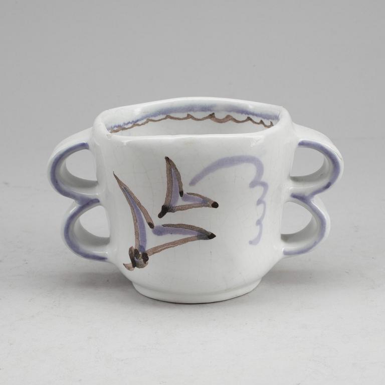 MUGG samt SKÅL MED LOCK, fajans, 2 delar, Wilhelm Kåge, uniksignerade.