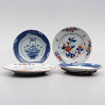 TALLRIKAR, 2+2 st, porslin, Kina och Japan, sent 1700-/tidigt 1800-tal.