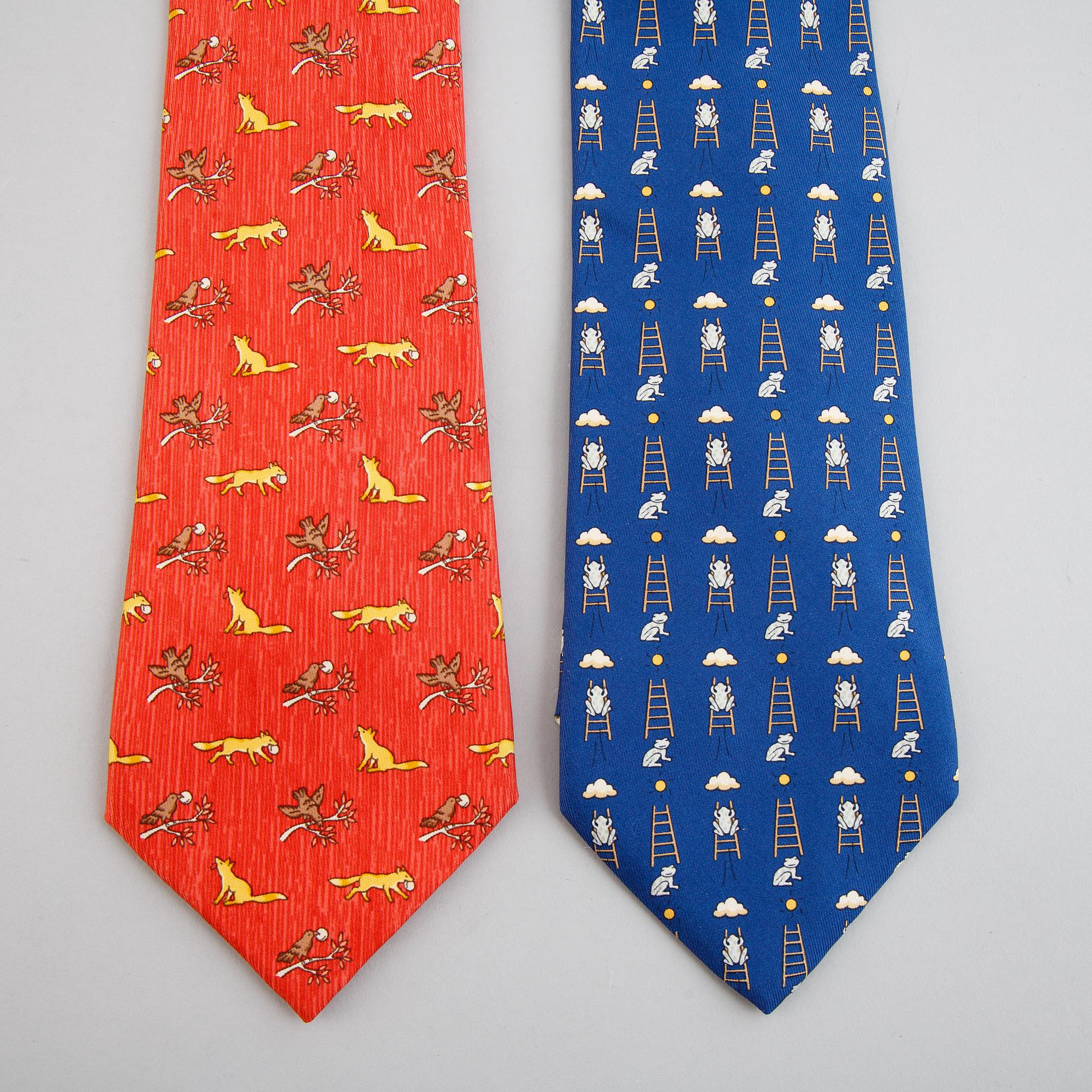 Hermès, four silk ties.