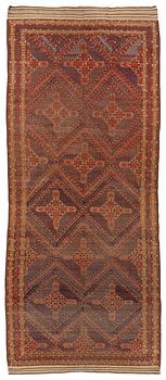 An antique Beshir carpet, ca 495 x 206 cm, around the year 1875.