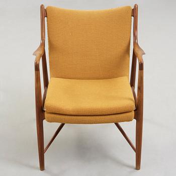 A Finn Juhl 'NV-45' easy chair by Niels Vodder, Denmark 1940-50's.