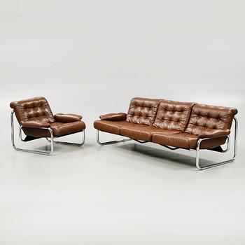 A 1970s sofa and armchair, deigned by John Bertil Häggström for IKEA.