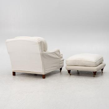 Fåtölj med fotpall, modell "Charles", Jio Möbler.