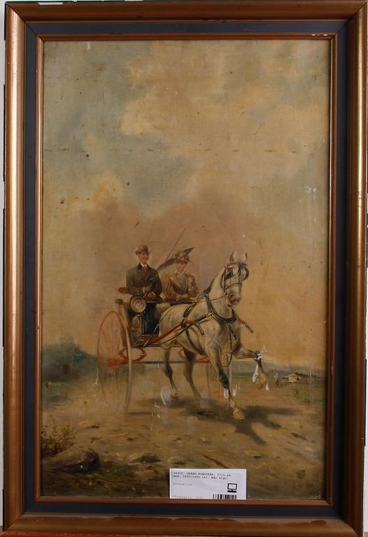 OKÄND KONSTNÄR. Olja på duk, 1800/1900-tal. Bär sign.