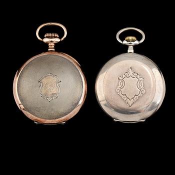 FICKUR, 2 st, silver, Omega och Zenith, 1900-talets första hälft.