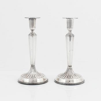 A pair of silver candle sticks, K & EC Gothenburg, 1956.