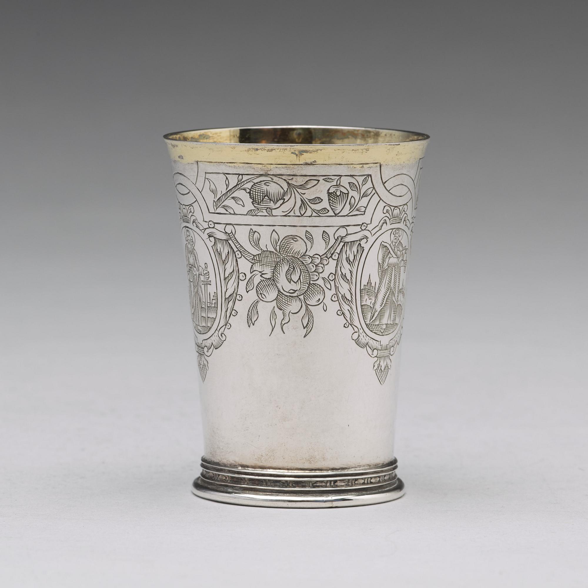 Andreas Pauli, bägare, silver, Köln (verksam 1663-1669). Senrenässans.
