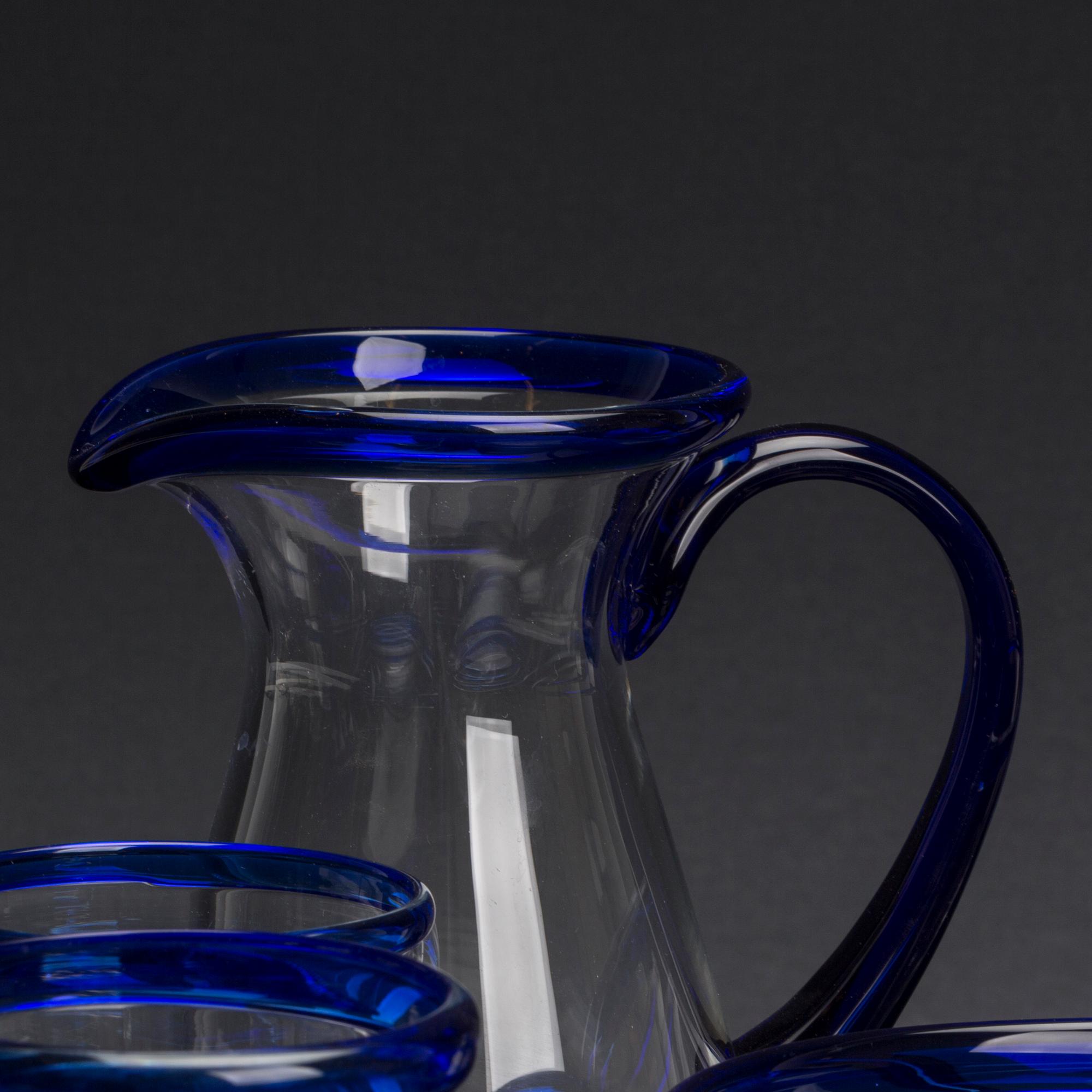 SKÅLAR, GLAS OCH KANNA, 12 st, glas, Bergdala glasbruk, 1900-tal.