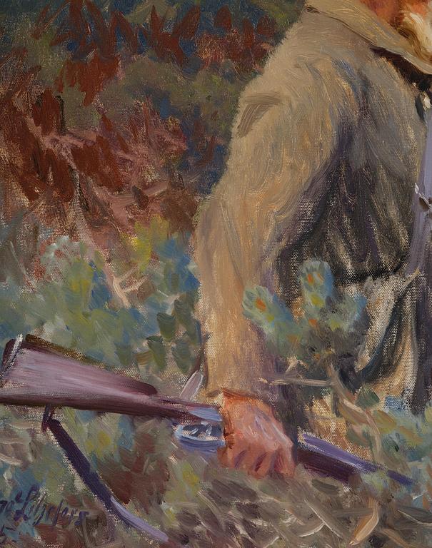 Bruno Liljefors, Hunter with shot fox.