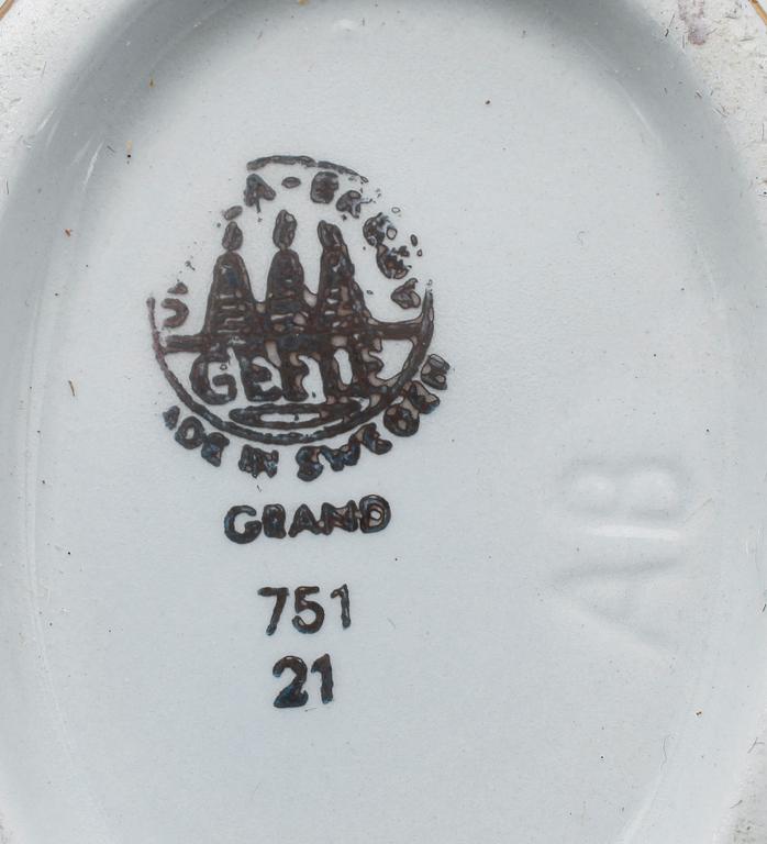 TESERVIS, porslin, "Grand", Arthur Percy, Upsala-Ekeby, omkring 1900-talets mitt.