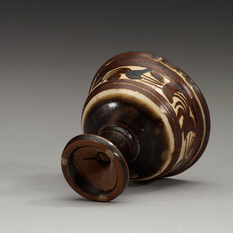A cizhou stem cup, Yuan dynasty (1271-1368).