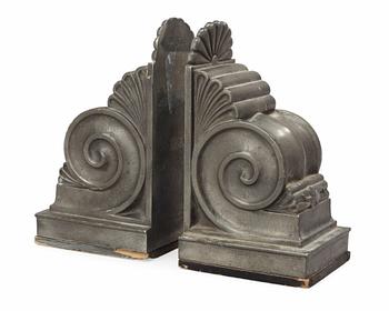 A pair of Edvin Ollers pewter bookends, Sweden 1938.