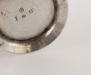 BÄGARE, silver, Peter Stenfeldt, Gävle 1763. Vikt ca 63 gram.