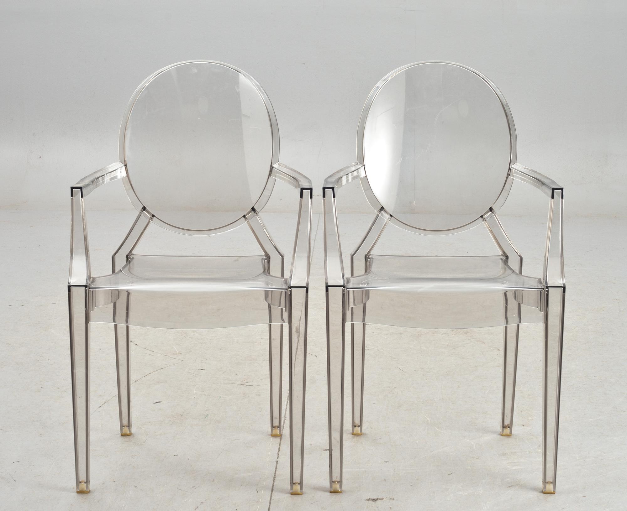 KARMSTOLAR, ett par, "Louis Ghost", Philippe Starck för Kartell.