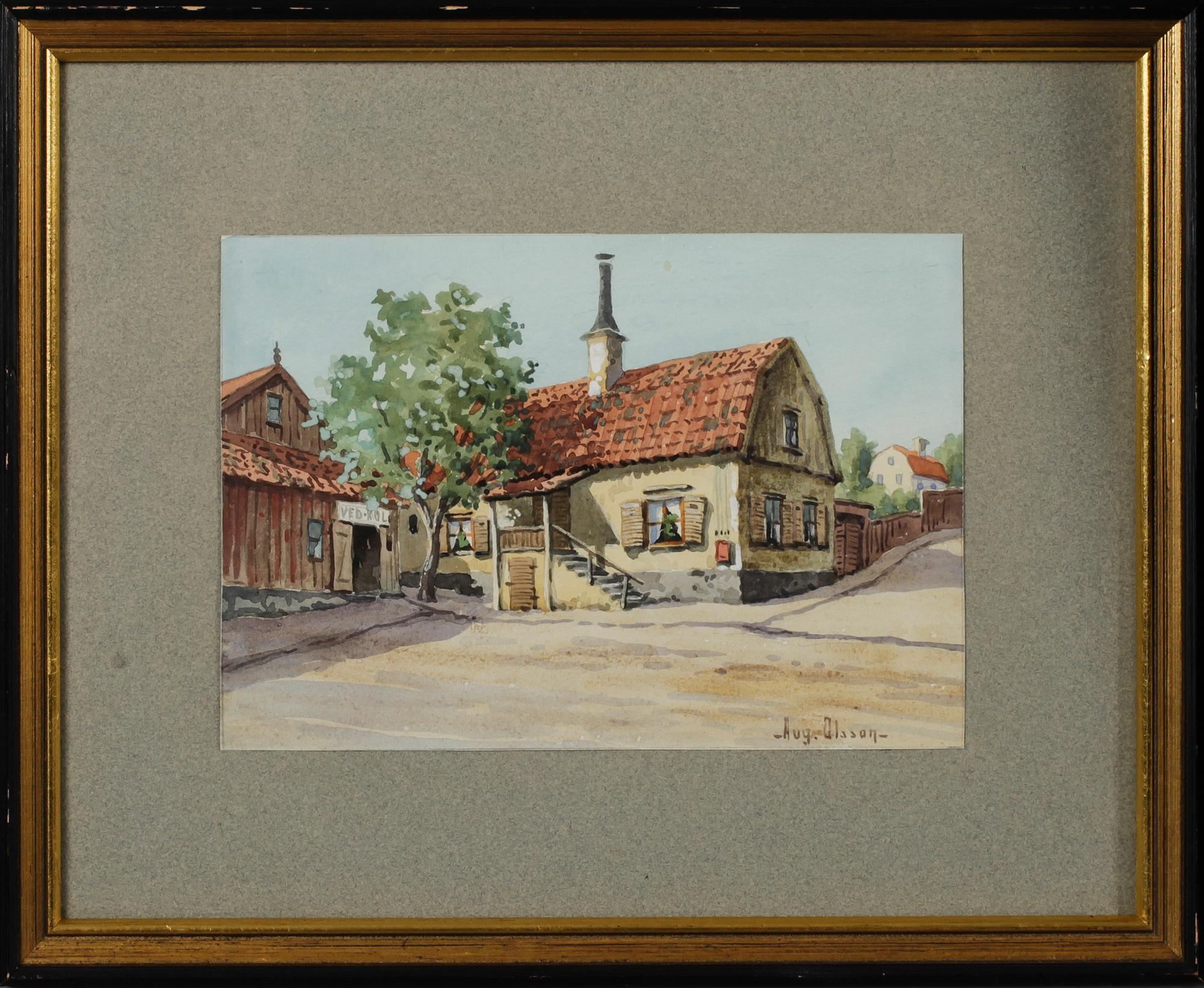 AKVARELLER, 6 st, bl a August Olsson, 1900-talets första hälft.